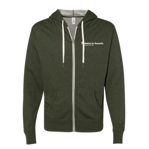 Unisex Heathered French Terry Full Zip Hooded Sweatshirt - Printed Logo Thumbnail